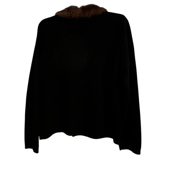 VINTAGE VALERIE STEVENS WOOLMARK MERINO WOOL BLACK CARDIGAN - Picture 3 of 3